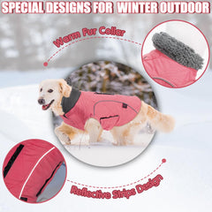 EMUST capa-perro-invierno rosa, rib-elastico-frontal, ajuste cómodo y seguro en el cuello.