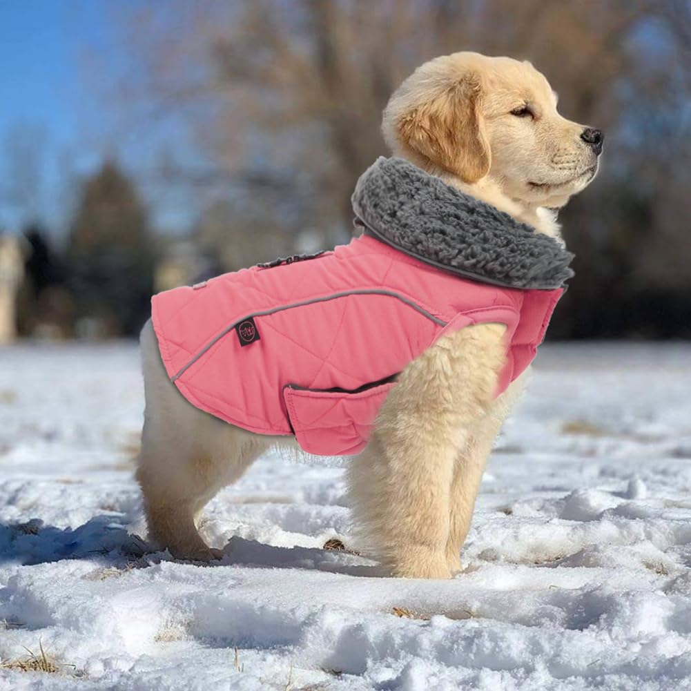 EMUST capa-perro-invierno rosa, varias-tallas, ideal para perros de diferentes tamaños.