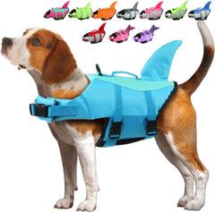 EMUST chaleco salva-vidas para perro en piscina azul, frontal con alta flotación.