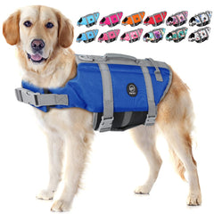 Chaleco EMUST para perros azul royal con flotabilidad y libertad de movimiento.