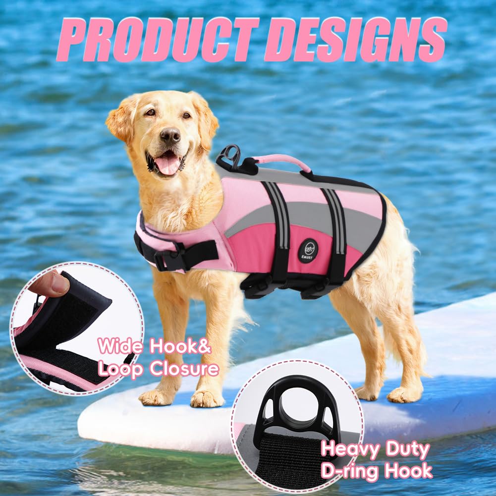 EMUST chaleco salvavidas para perro con cintas de ajuste para un ajuste seguro.