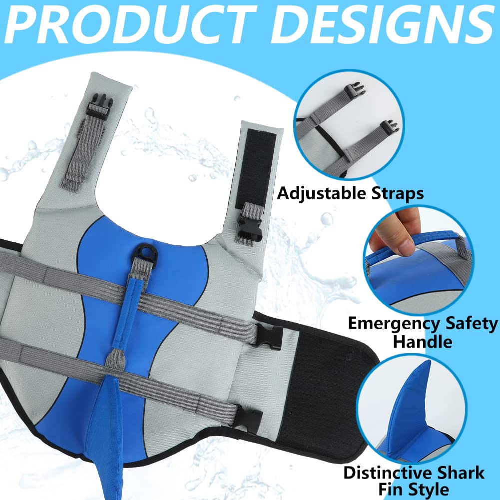 EMUST chaleco salvavidas para perro con diseño tiburón, ideal para piscina o playa.