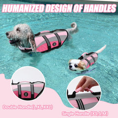EMUST chaleco salvavidas para perro con dos asas, rescate fácil desde el agua.