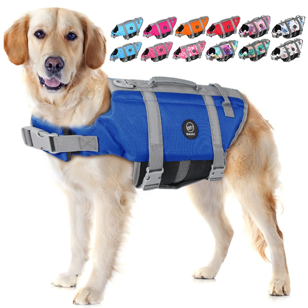 Chaleco EMUST para perros con frente azul real y flotación estable