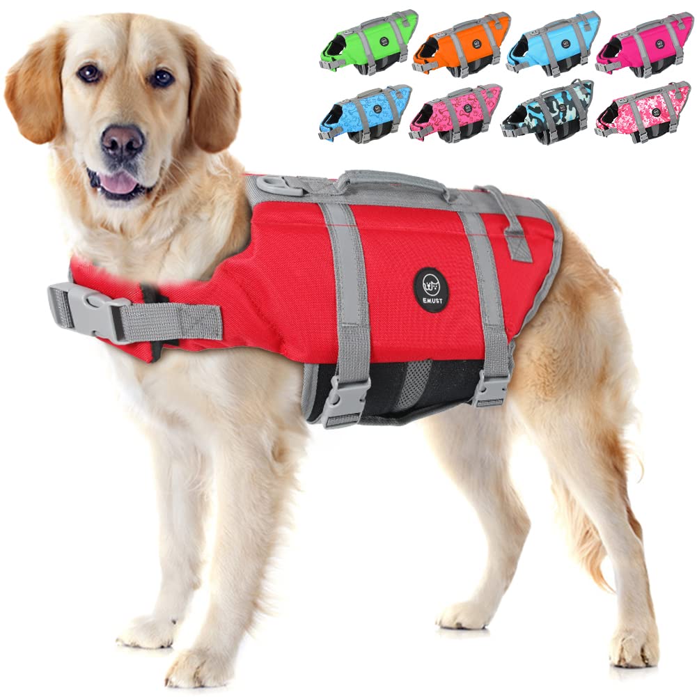 EMUST chaleco salvavidas para perros con mango de rescate para salir del agua