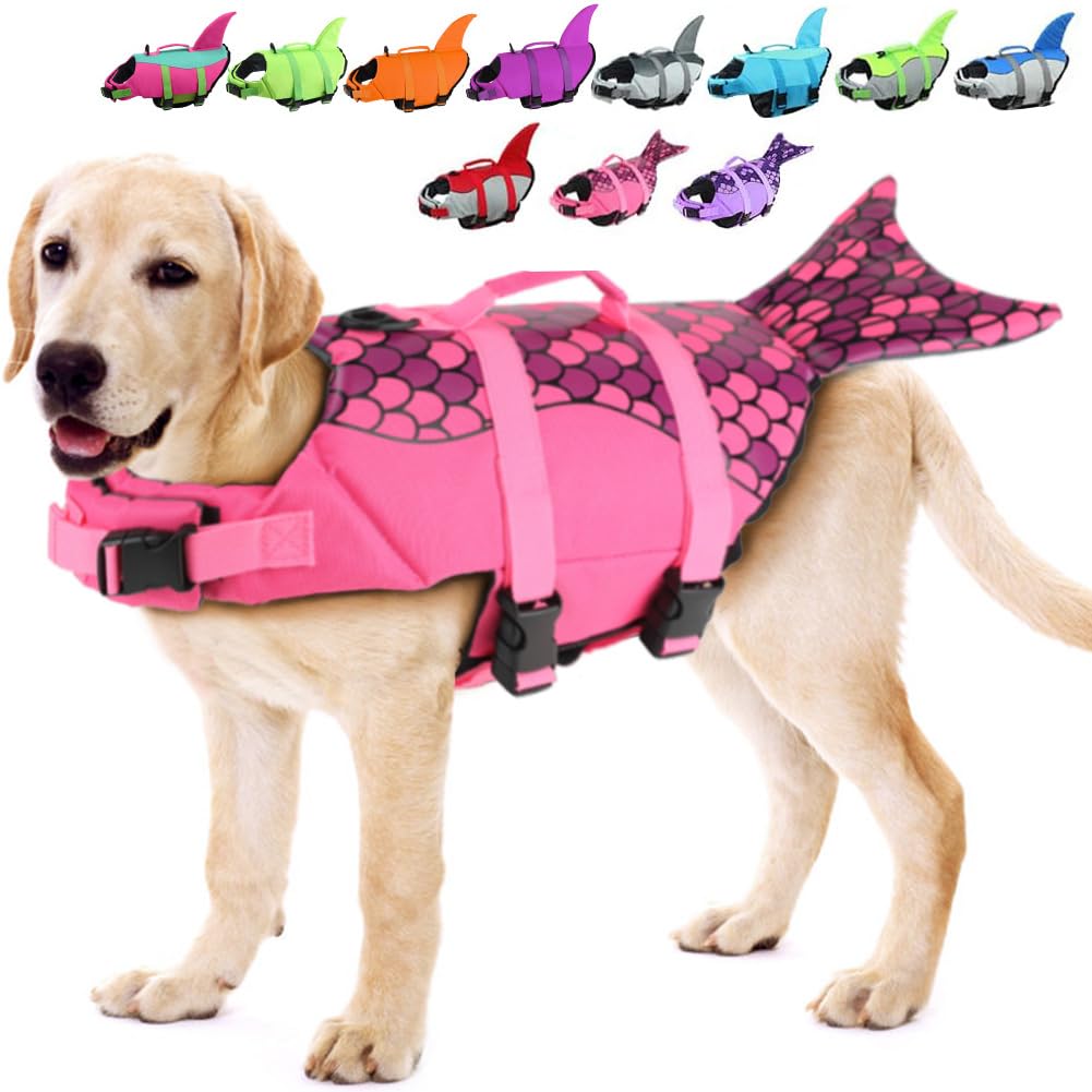 EMUST chaleco salvavidas para perro con diseño sirena, mejor visibilidad en el agua