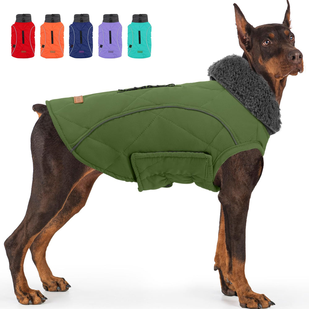 EMUST chaqueta de invierno para perro grande con cremallera para arnés, ideal para paseos.