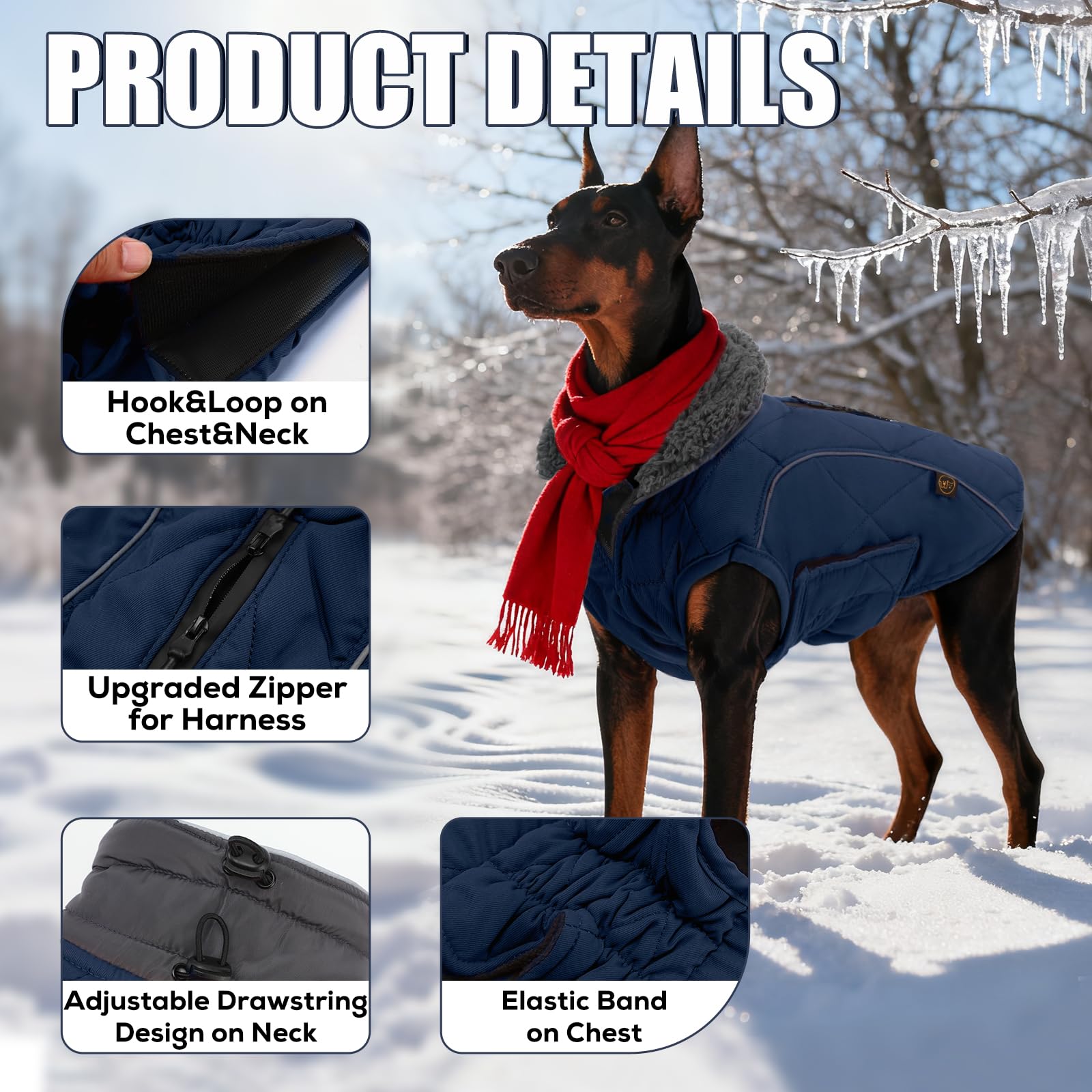 EMUST chaqueta para perro con borde reflectante para mejor visibilidad nocturna.