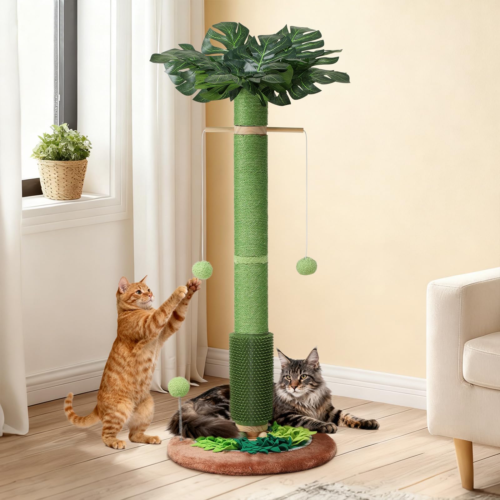 EMUST hojas de palma tridimensionales decorativas atraen gatos sin mantenimiento