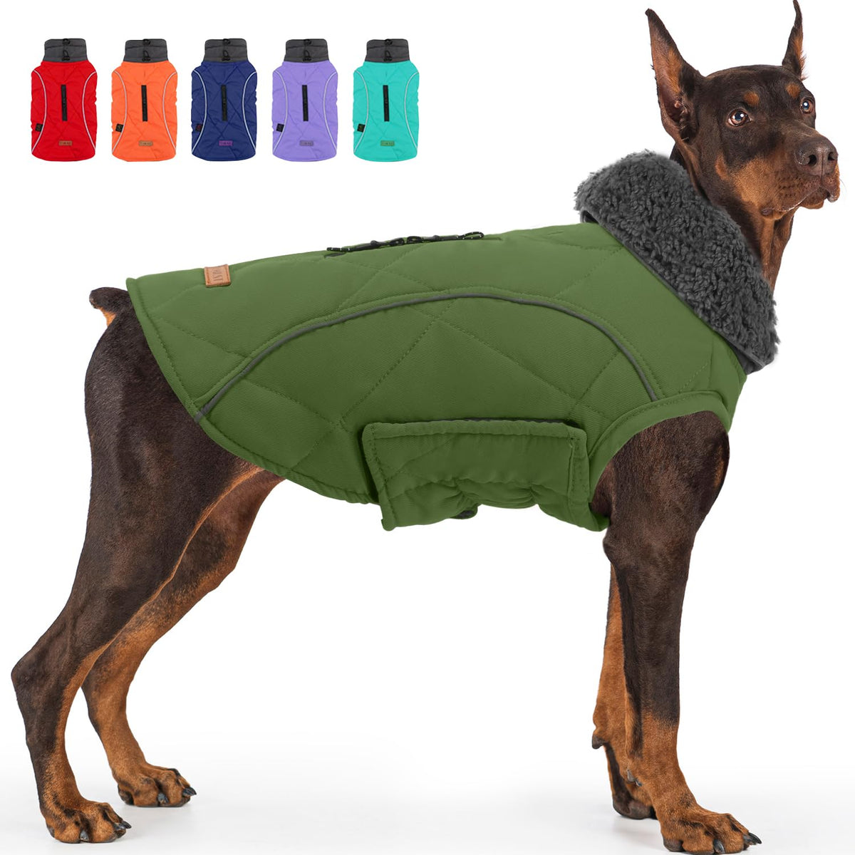 Chaqueta EMUST para perro con cierre de arnés, fácil de poner para paseos.