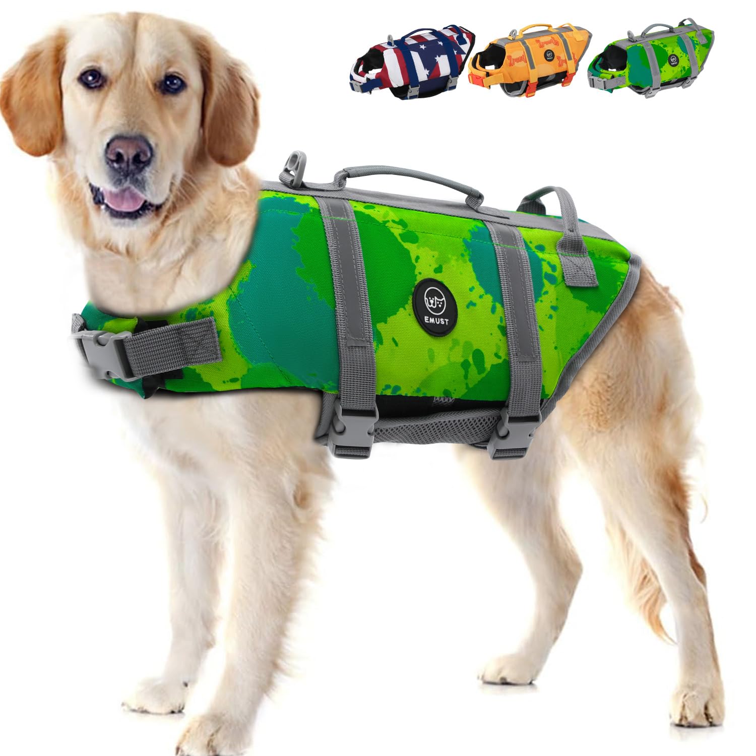 EMUST chaleco salvavidas para perro impermeable y transpirable para nadar seguro.