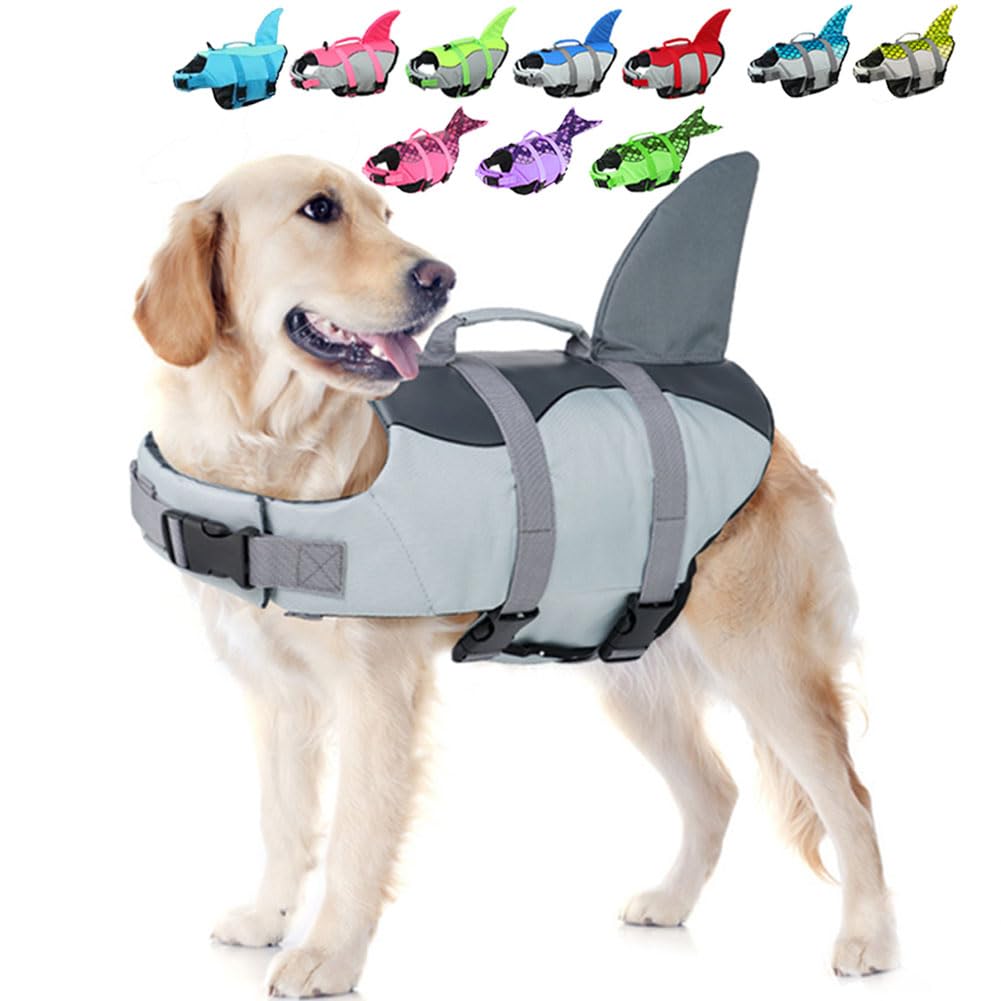 Chaleco EMUST para perros con diseño tiburón y flotación segura
