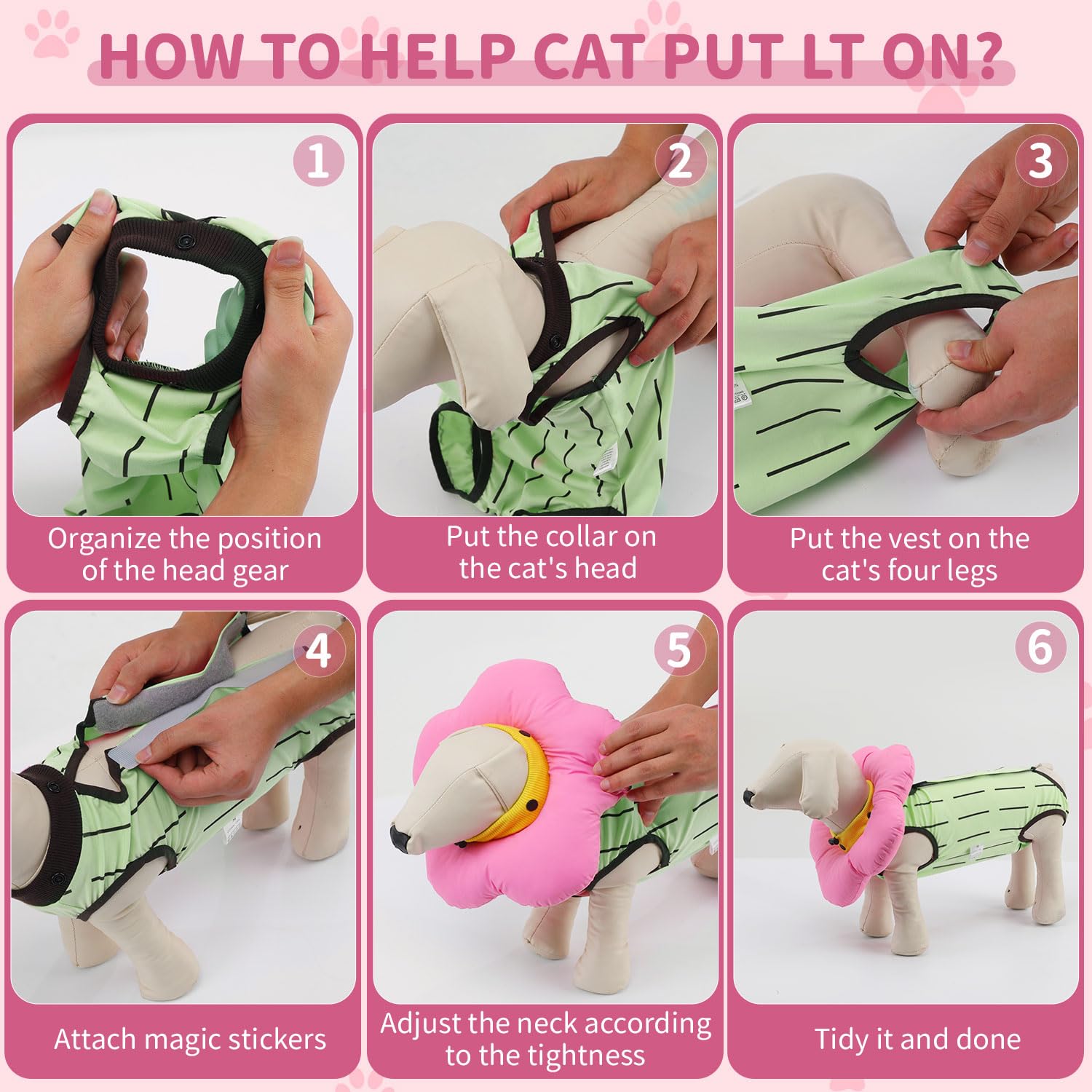 EMUST talla M para gatos de 4 a 8 libras, color verde.