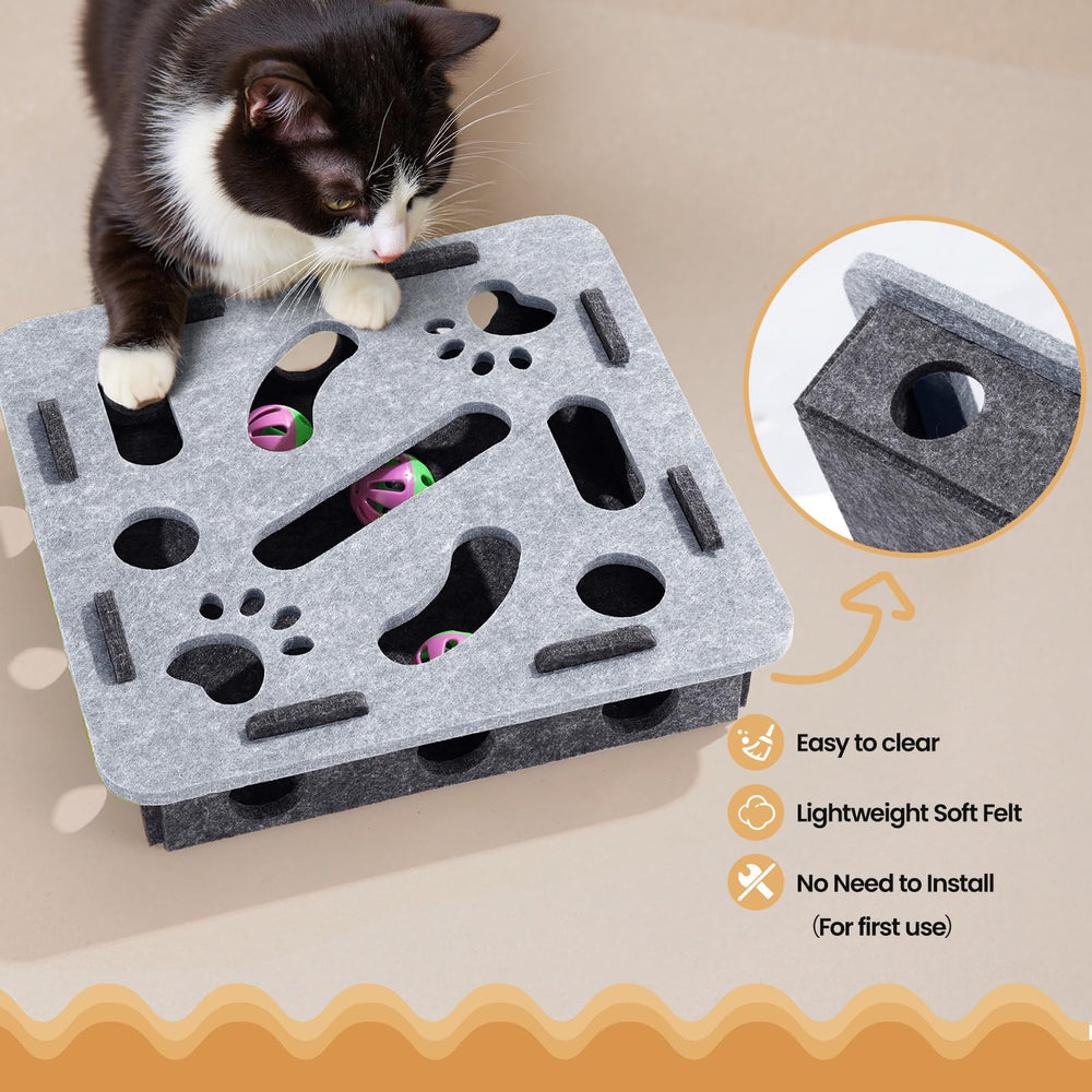 Enioem Juguete Gato Fieltro Premium: material suave y duradero, seguro para las patas.
