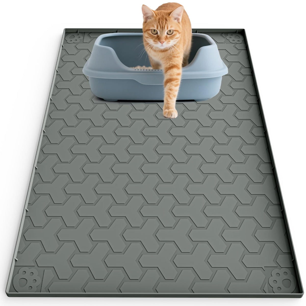 Alfombra ENNHJD de silicona para arenero de gatos, atrapa arena y protege el suelo.