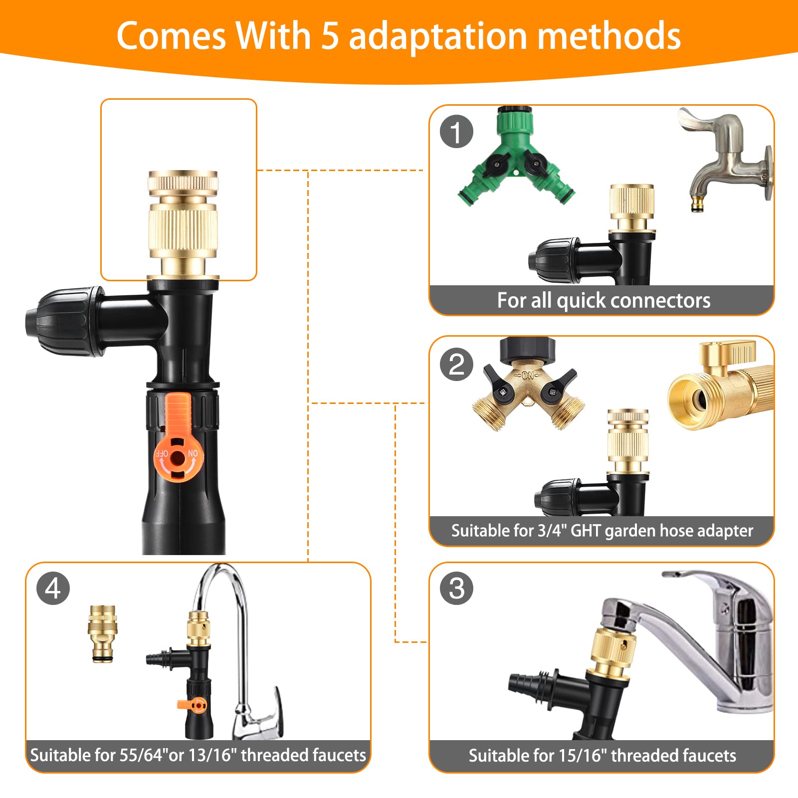 adaptadores para grifos compatibles y conexiones incluidas.