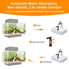 cambiador de agua enomol con dos válvulas para cambios fáciles.