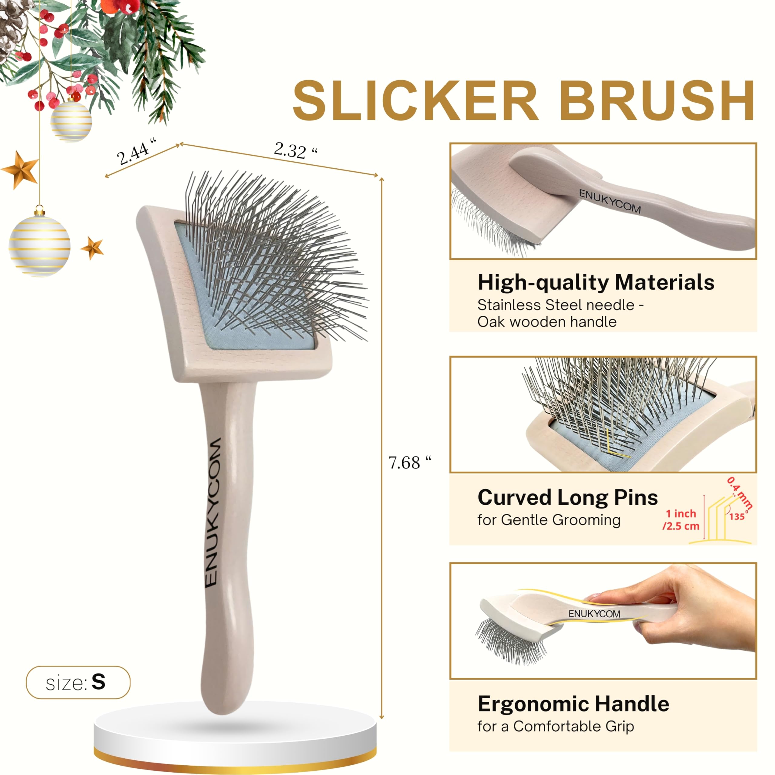 ENUKYCOM cepillo de pines para pelo denso, ideal para razas pequeñas