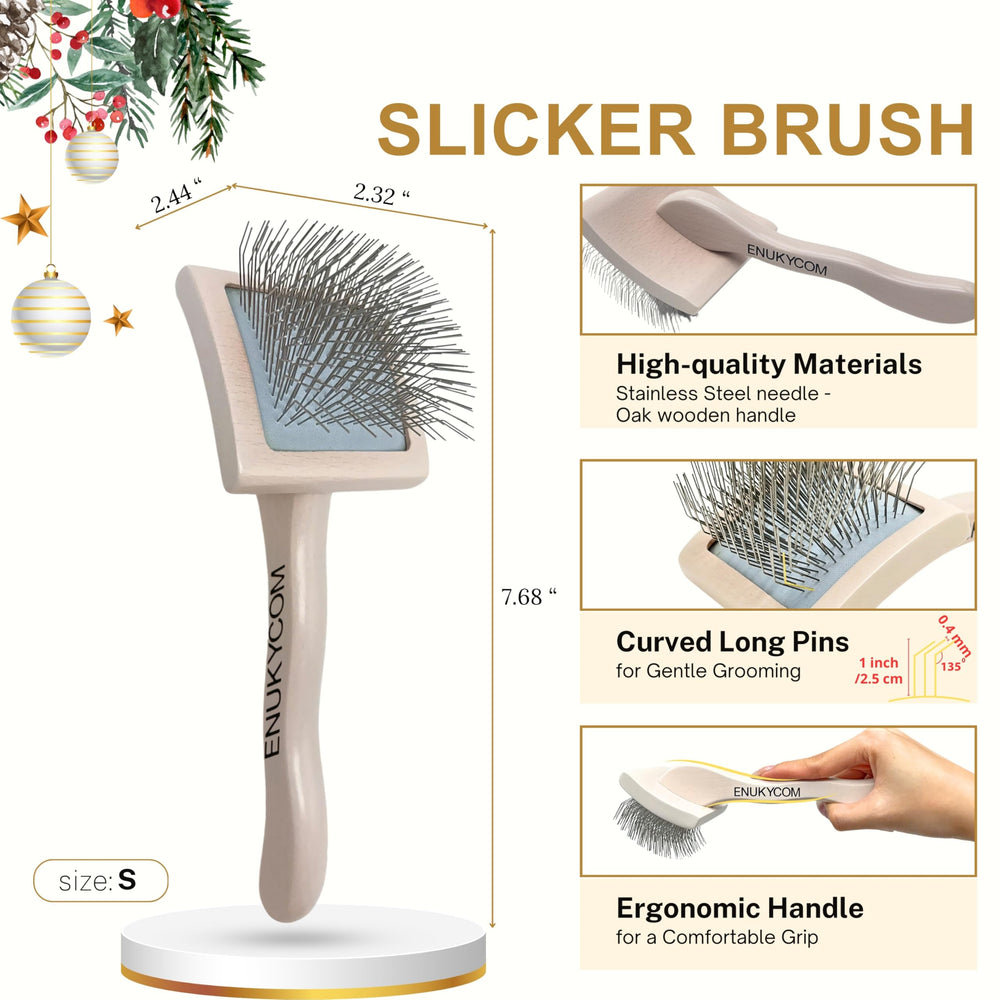 ENUKYCOM cepillo de pines para pelo denso, ideal para razas pequeñas