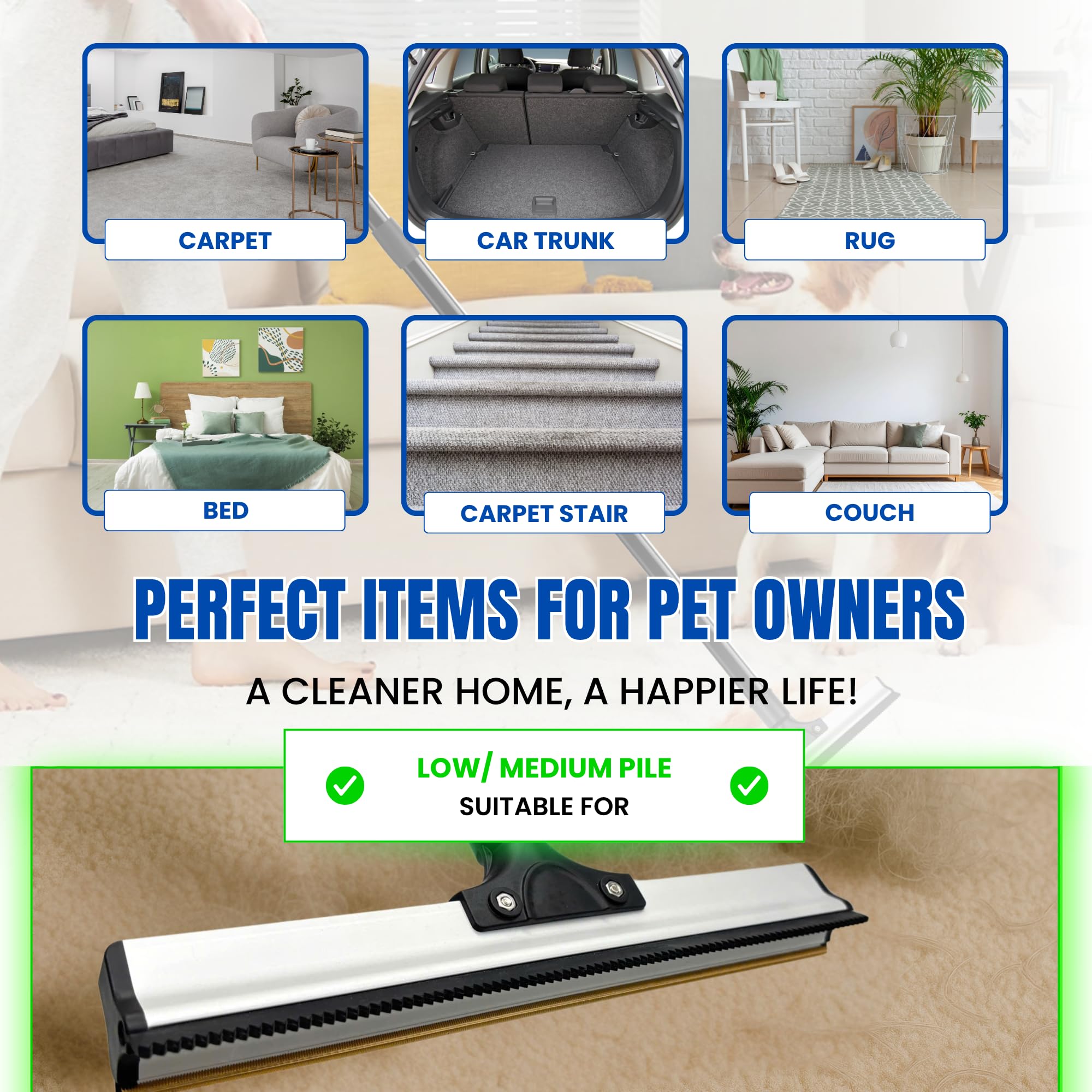 ENUKYCOM limpieza profunda en alfombras, escaleras y muebles para menos pelos.