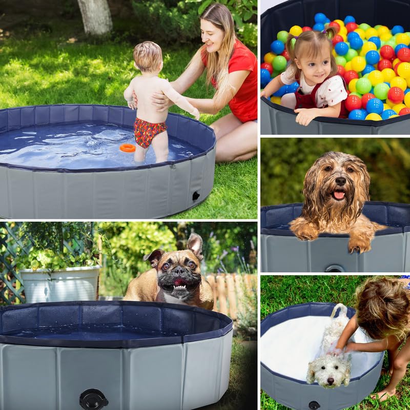 Piscina gris Eooqi de 71'' con almacenamiento compacto.