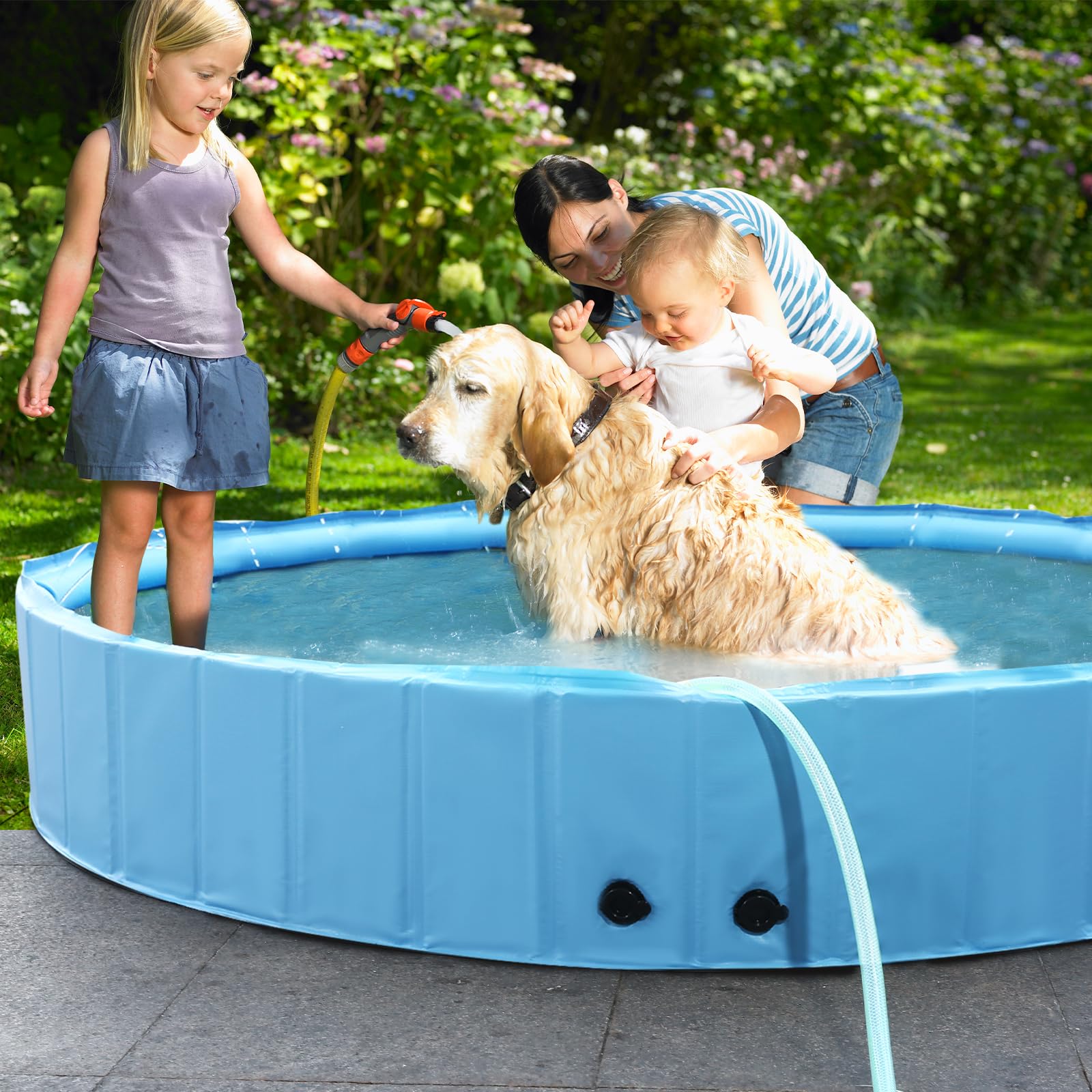 Eooqi Piscina 87 tamaño XXXL para perros grandes.