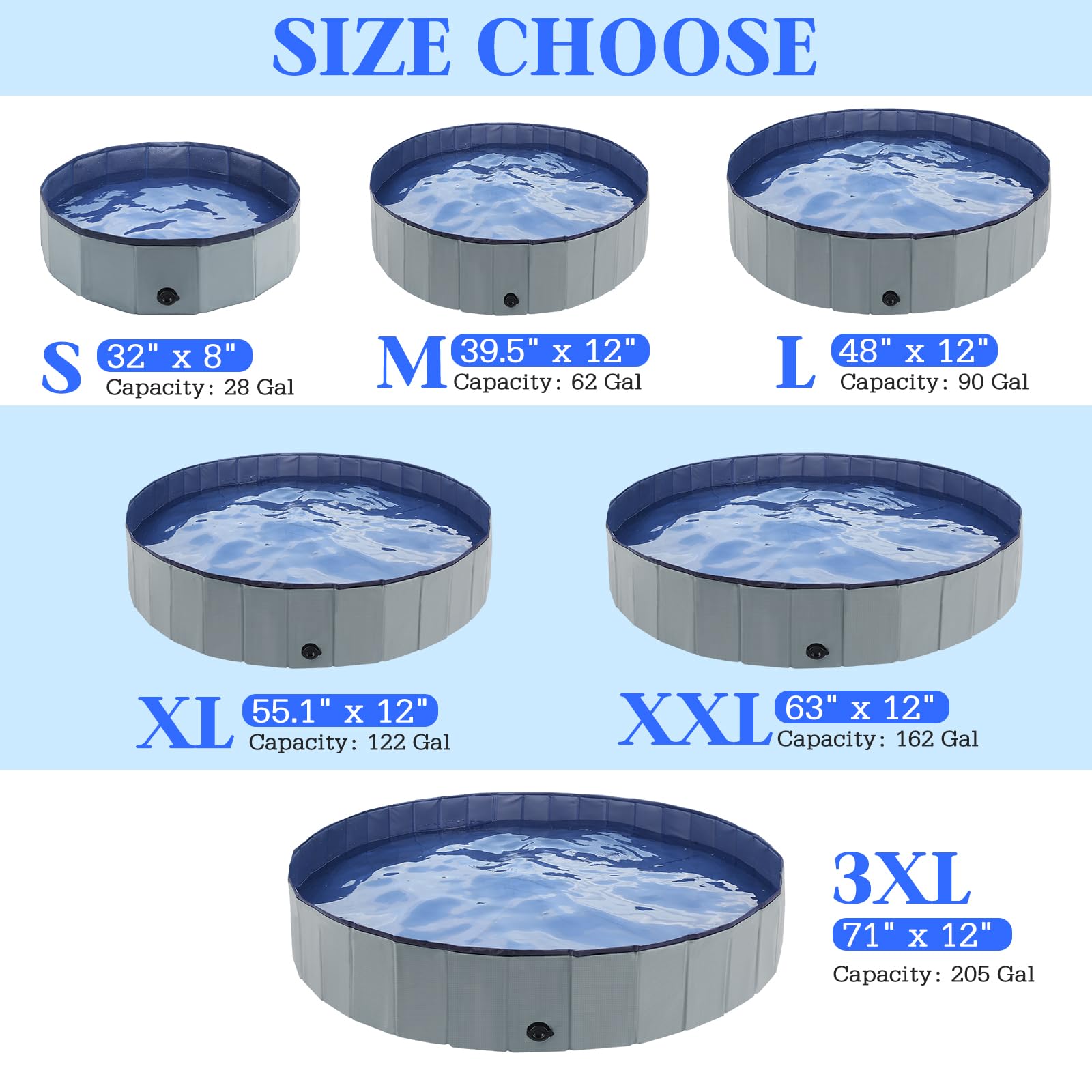 Piscina Eooqi para perro grande, plegable y portátil para jardín