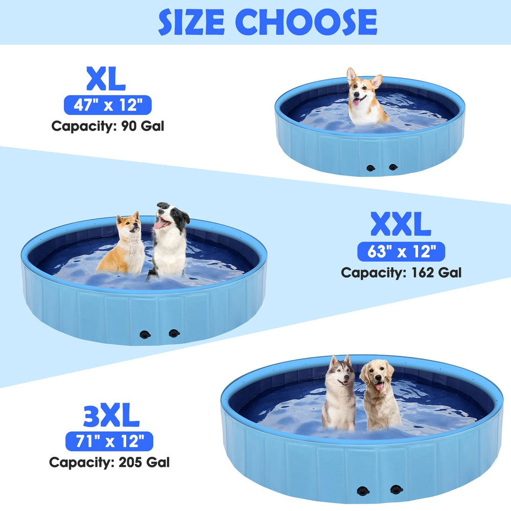 Piscina Eooqi con tres tamaños para perros grandes o pequeños.