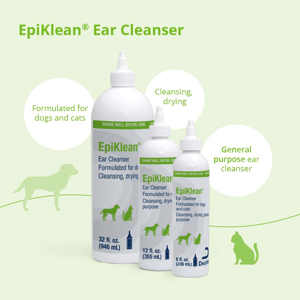 EpiKlean Ear Cleanser, presentación de 32 oz para rutinas prolongadas.