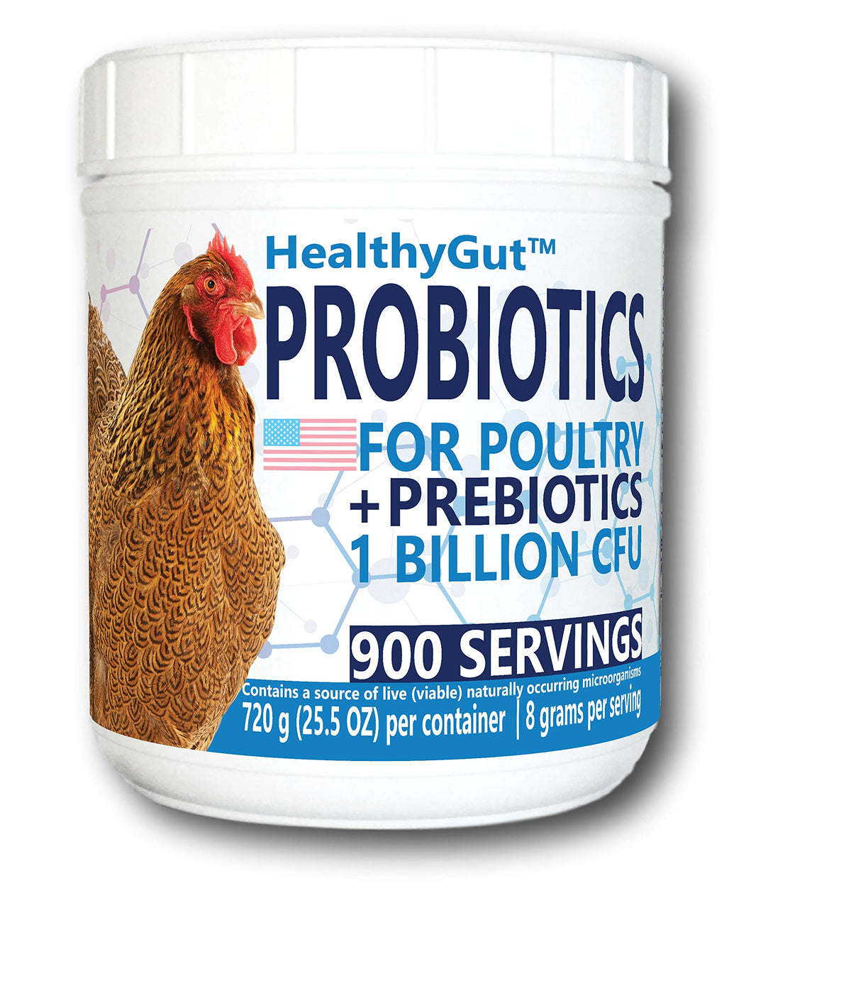 Equa Holistics HealthyGut frasco de probióticos para aves, apoyo digestivo natural