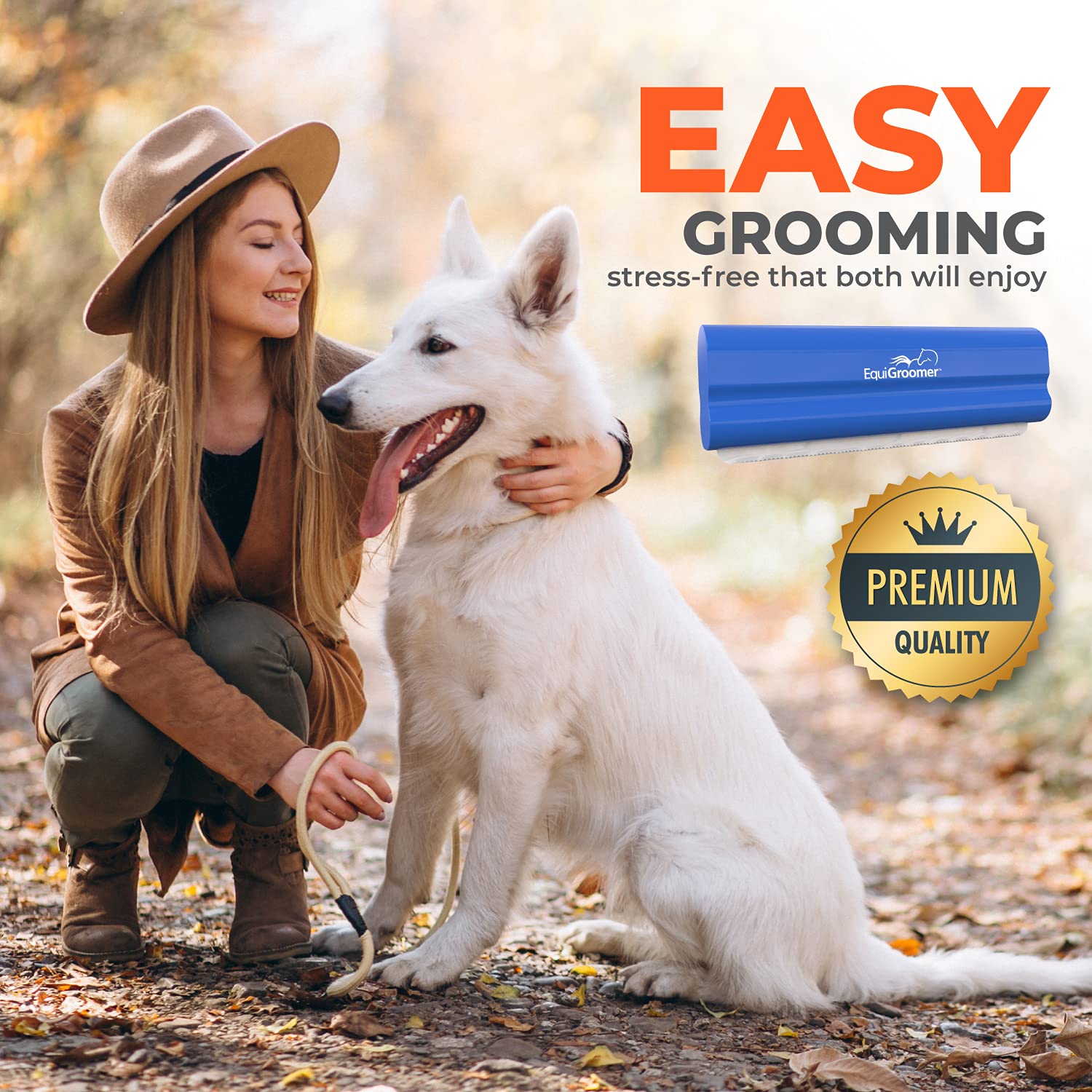 EquiGroomer EasyGroomer diseño azul añade experiencia agradable al cuidado en casa