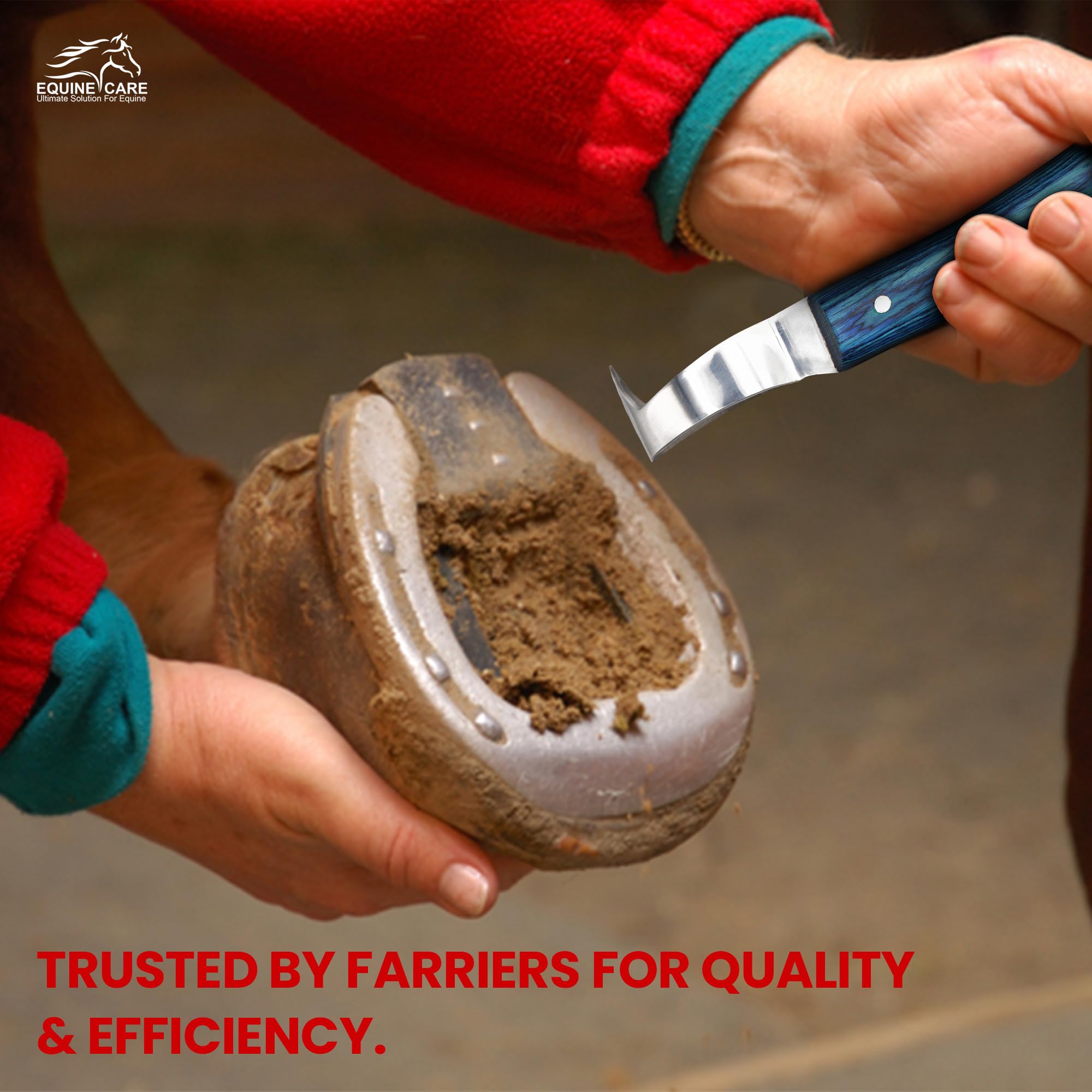 Equine Care herramienta versátil para cuidado de pezuñas de caballos y ganado.