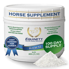 Equinety Horse XL, bote de suplemento para apoyo general y rendimiento en caballos.