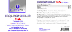 EquiShield SA: envase del polvo, uso diario para caballos y soporte de cuidado de piel.