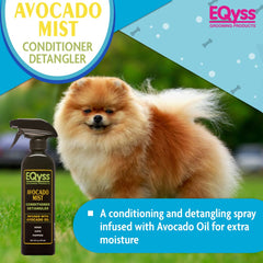Eqyss Avocado Mist Mascotas: desenreda suave y brillo sin peso.