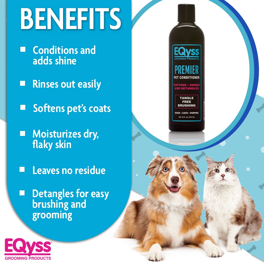 Eqyss Premier Pet Conditioner: aplicación en pelaje para desenredar y suavizar