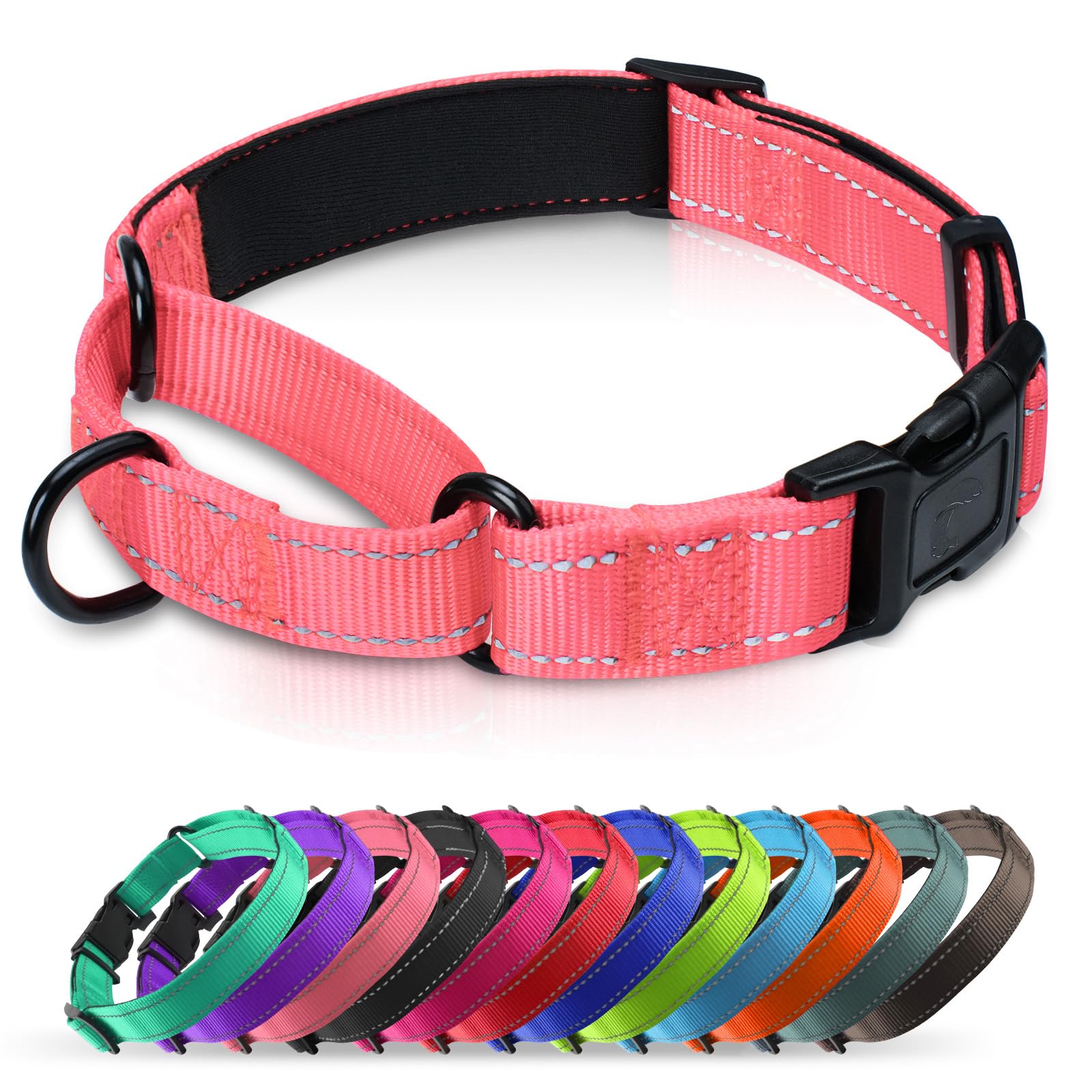 Erbine collar martingale neopreno rosa neón para perros, cómodo para paseos diarios