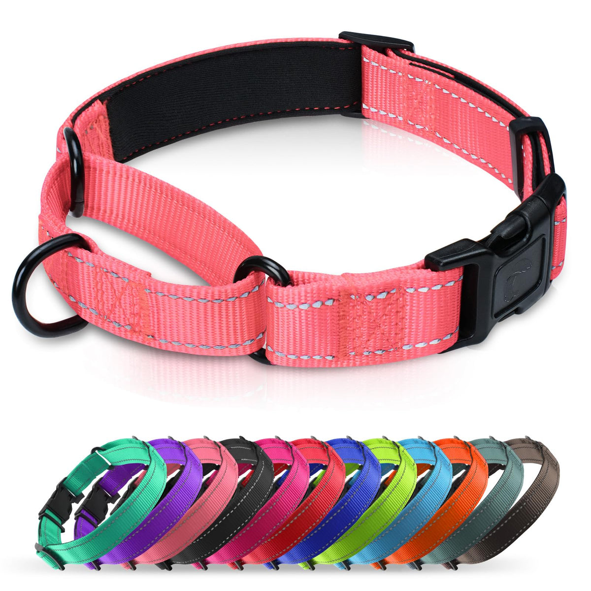 Erbine collar martingale neopreno rosa neón para perros, cómodo para paseos diarios