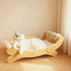 ERGTFVN cama-rasca-gato-3-en-1 de madera para interior
