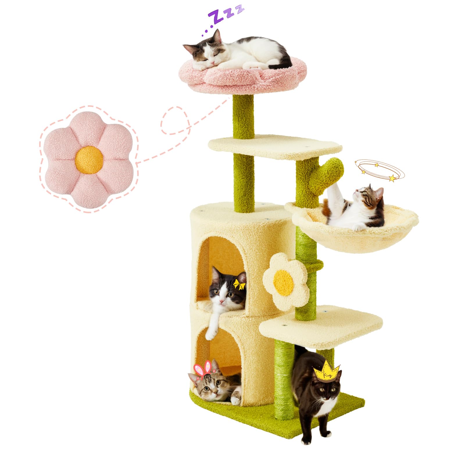 Erinnyees arbol-gato-flor-torre: plataforma de observación para gatitos