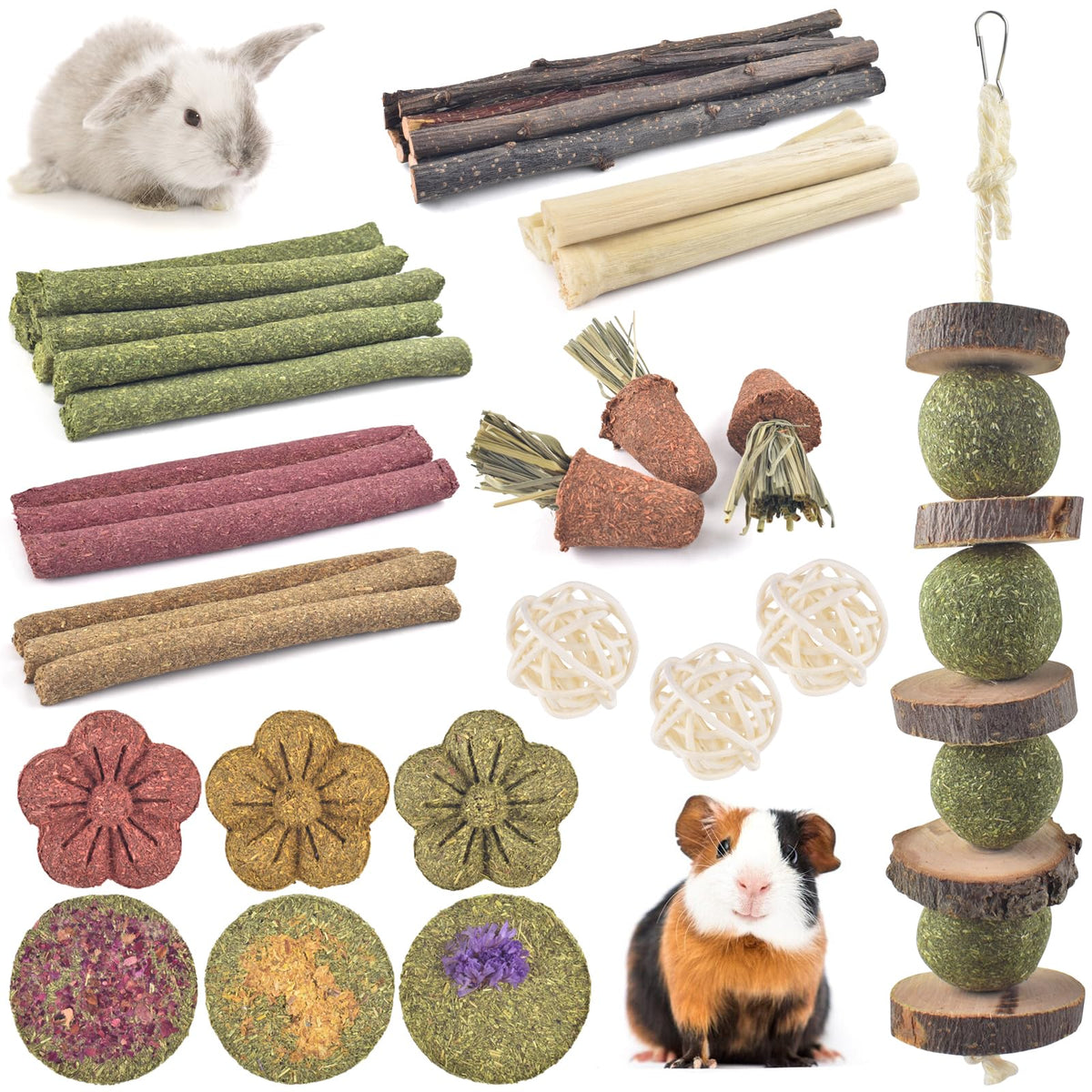ERKOON Bunny Toys Palitos heno Timothy: fomentan masticación natural para conejos.