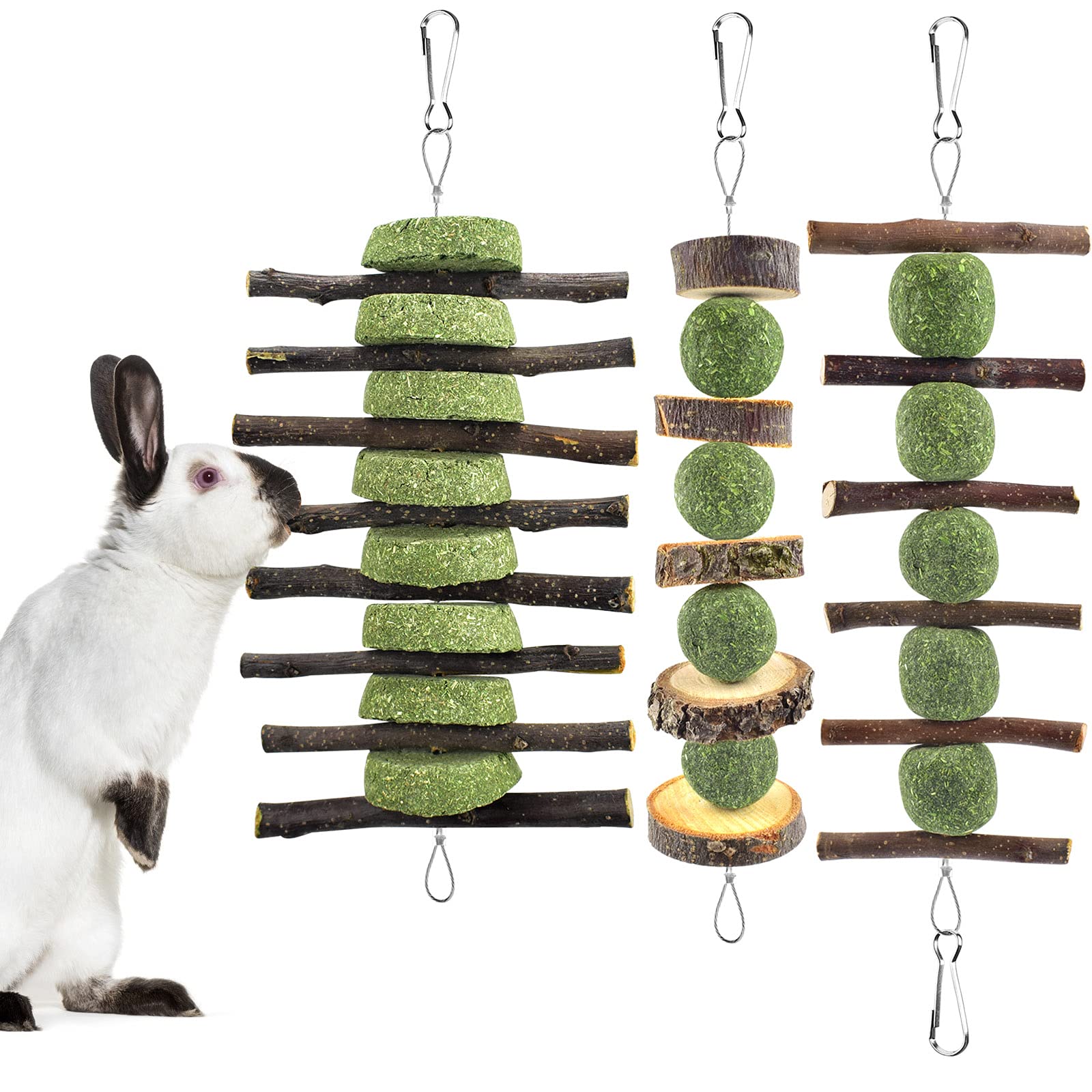 ERKOON Juguete masticable para conejos, esfera de heno timoteo que promueve masticación saludable.