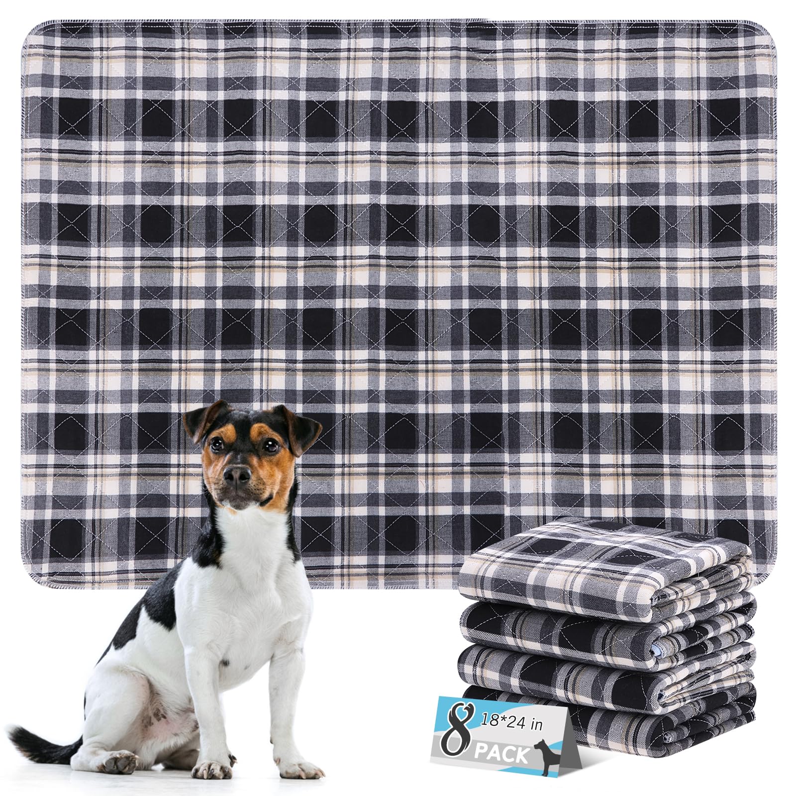 ESGPET almohadilla lavable para perros 18x24 con cuadros negros, protege el suelo