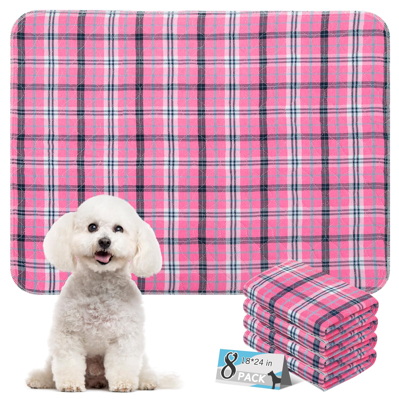 Almohadilla ESGPET rosa plaid para perros, entrenamiento suave y protección de suelos