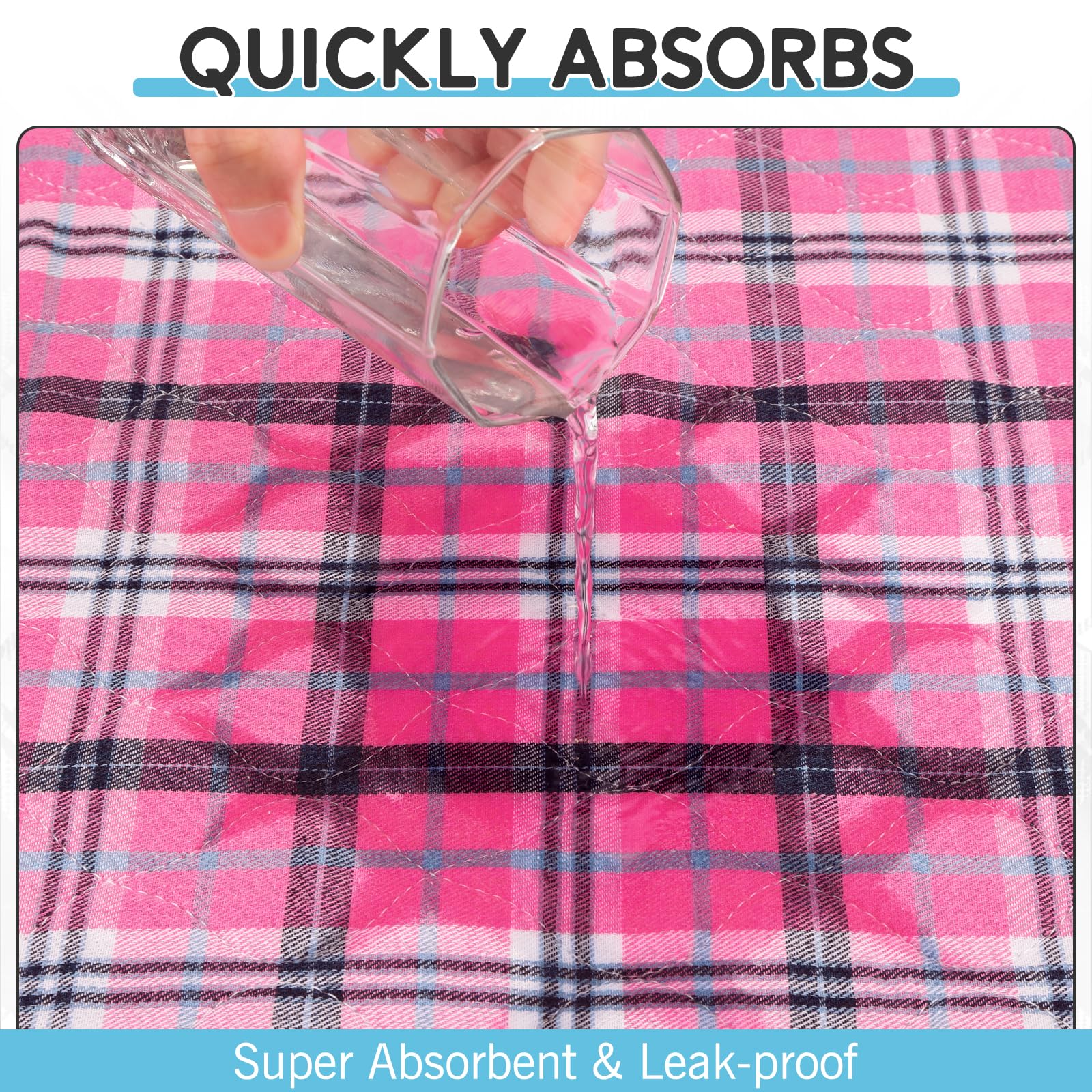 Tapete higienico reutilizable ESGPET rosa plaid, facil de limpiar y ecológico para tu hogar
