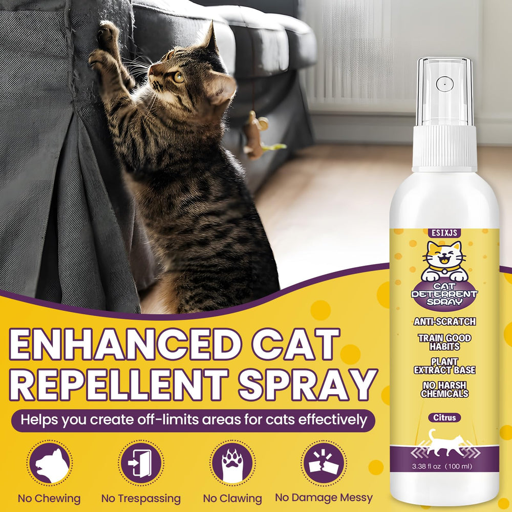 Pulverizador ESIXJS en uso interior y exterior, disuade a los gatos de saltar a superficies.