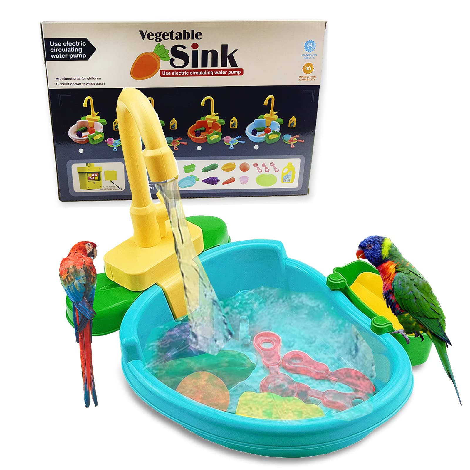 ESSGUO ducha automática para loro con grifo, baño automático para aves fácil de usar