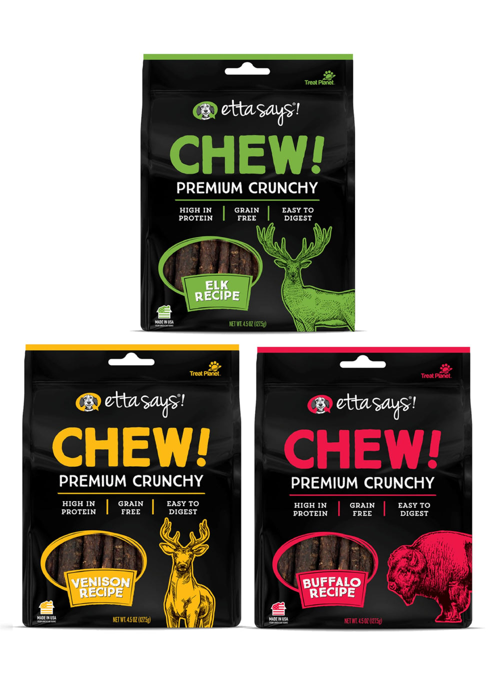Et­ta Says pack premium frente, snack sabroso para premiar durante el entrenamiento