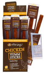 etta says! Yumm Sticks: caja frontal, snack premium para perros.