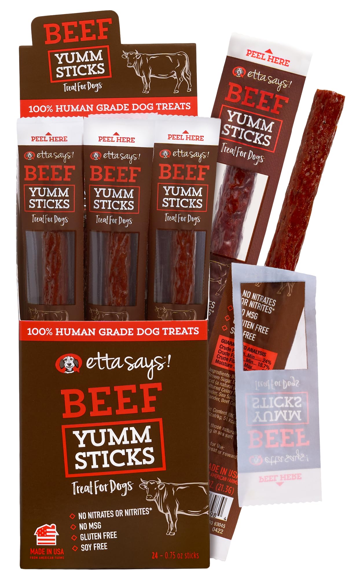 etta says! Yumm Sticks empacado individual para mantener la frescura entre meriendas.
